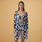 Women's Bikini Set with V-Neck and Tie-Dye Cover-Up