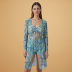Women's Bikini Set with V-Neck and Tie-Dye Cover-Up