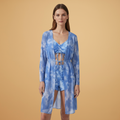 Women's Bikini Set with V-Neck and Tie-Dye Cover-Up