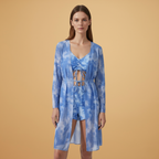 Women's Bikini Set with V-Neck and Tie-Dye Cover-Up