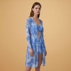 Women's Bikini Set with V-Neck and Tie-Dye Cover-Up