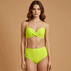 Women’s Bikini with Crossed Top and High-Waisted Bottom