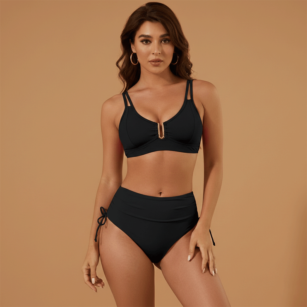 Women's Bikini with Split Straps and High Waist