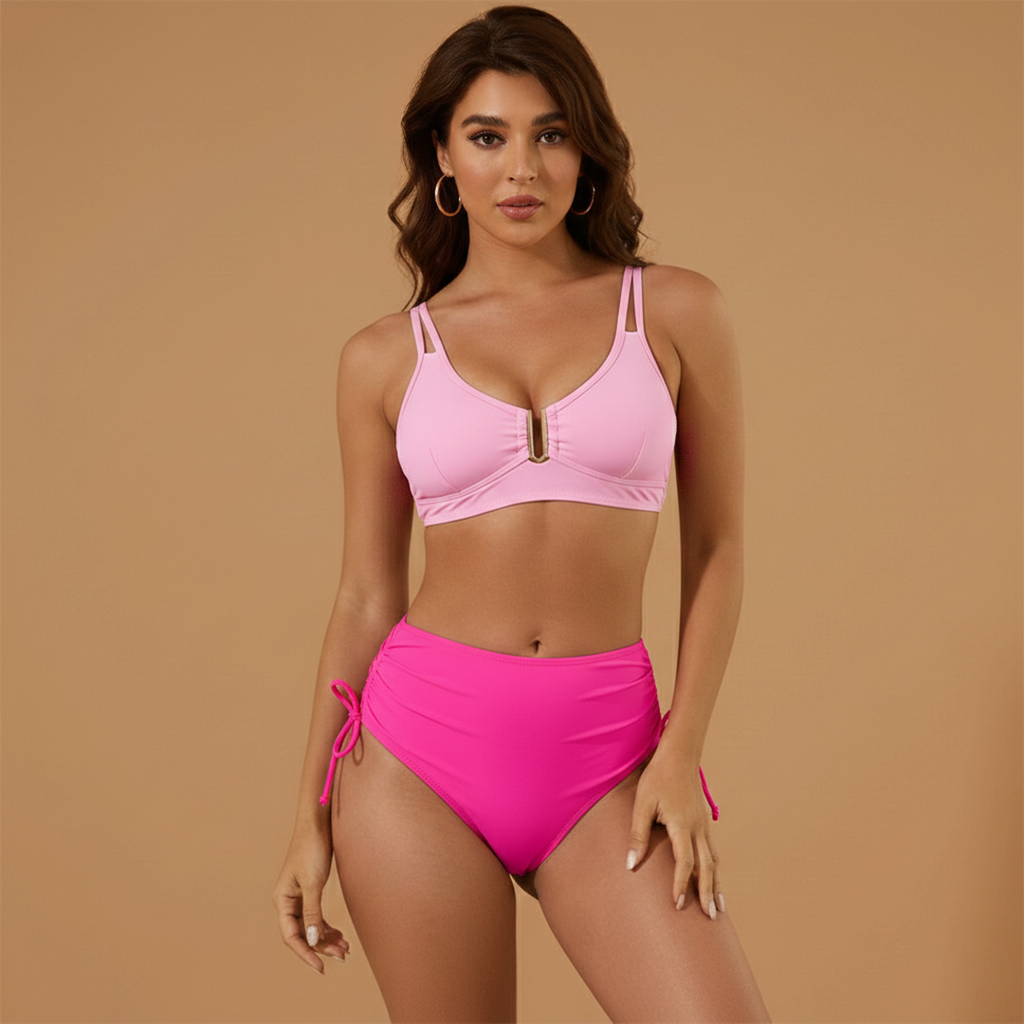 Women's Bikini with Split Straps and High Waist