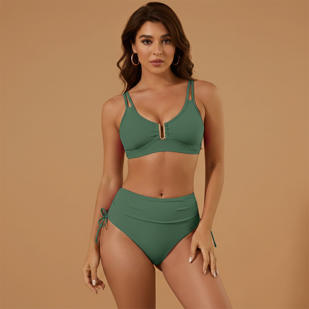 Women's Bikini with Split Straps and High Waist