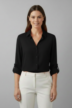 Women’s Blouse with Collar and Button Fastening