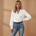 Women's Blouse with Crossed Design and V-Neck