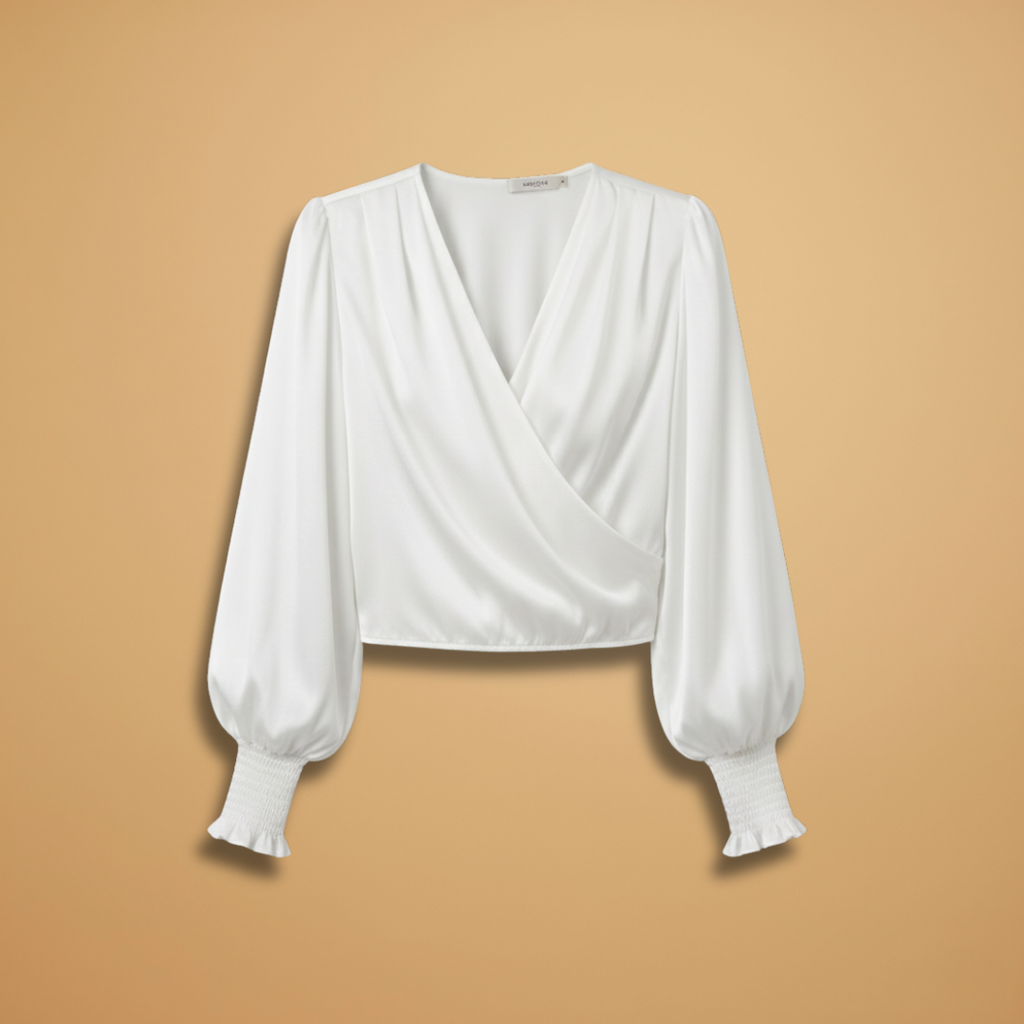 Women's Blouse with Crossed Design and V-Neck