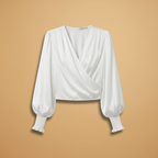 Women's Blouse with Crossed Design and V-Neck