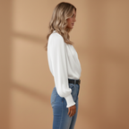 Women's Blouse with Crossed Design and V-Neck