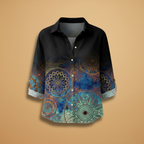 Women's Blouse with Floral and Colourblock Design for Casual Wear
