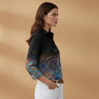 Women's Blouse with Floral and Colourblock Design for Casual Wear