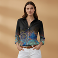 Women's Blouse with Floral and Colourblock Design for Casual Wear