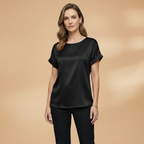 Women’s Blouse with Round Neck and Short Sleeves