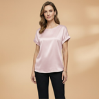 Women’s Blouse with Round Neck and Short Sleeves