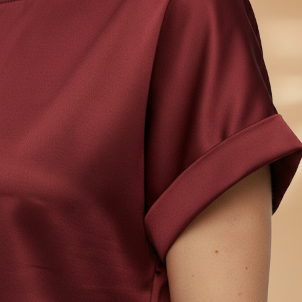 Women’s Blouse with Round Neck and Short Sleeves
