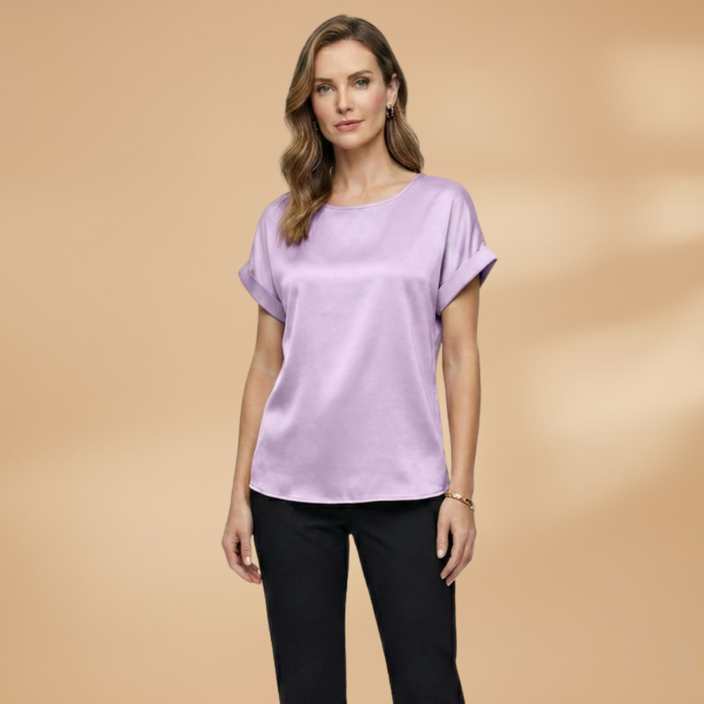 Women’s Blouse with Round Neck and Short Sleeves