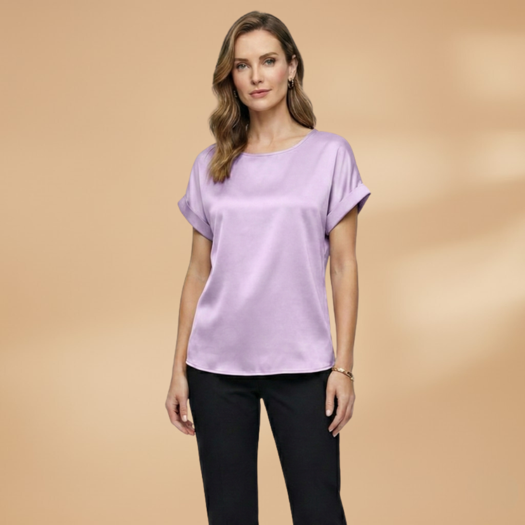 Women’s Blouse with Round Neck and Short Sleeves