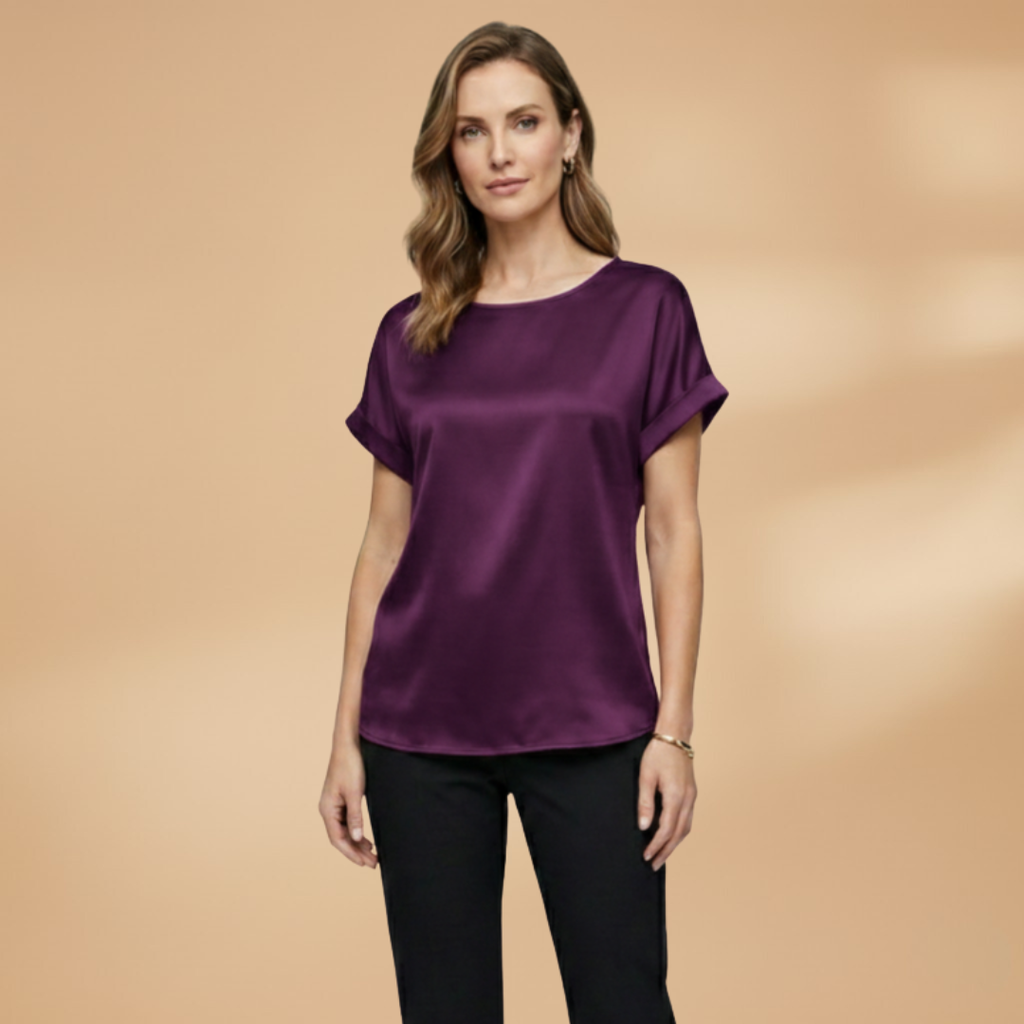 Women’s Blouse with Round Neck and Short Sleeves