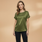 Women’s Blouse with Round Neck and Short Sleeves