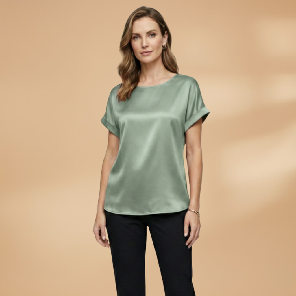 Women’s Blouse with Round Neck and Short Sleeves