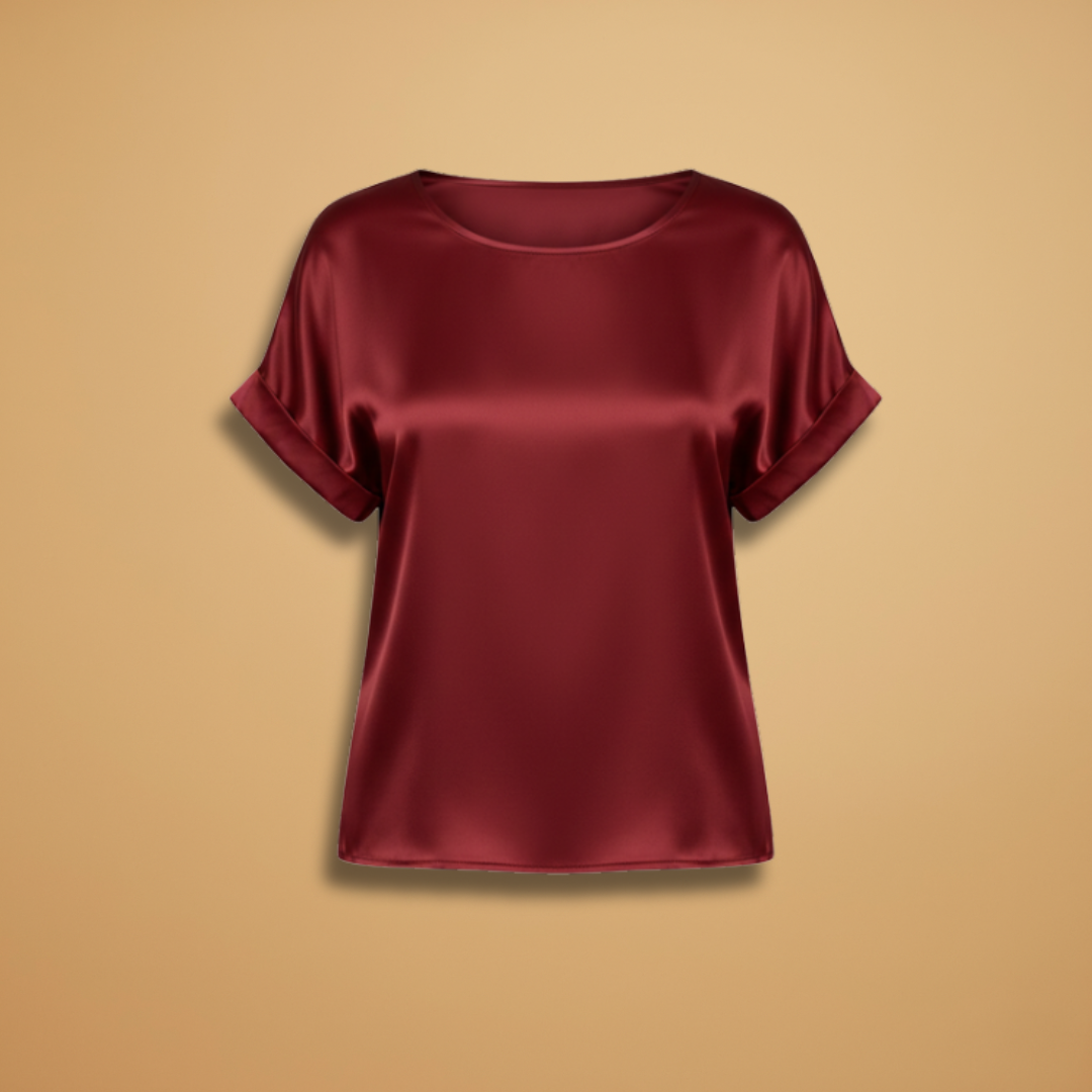 Women’s Blouse with Round Neck and Short Sleeves
