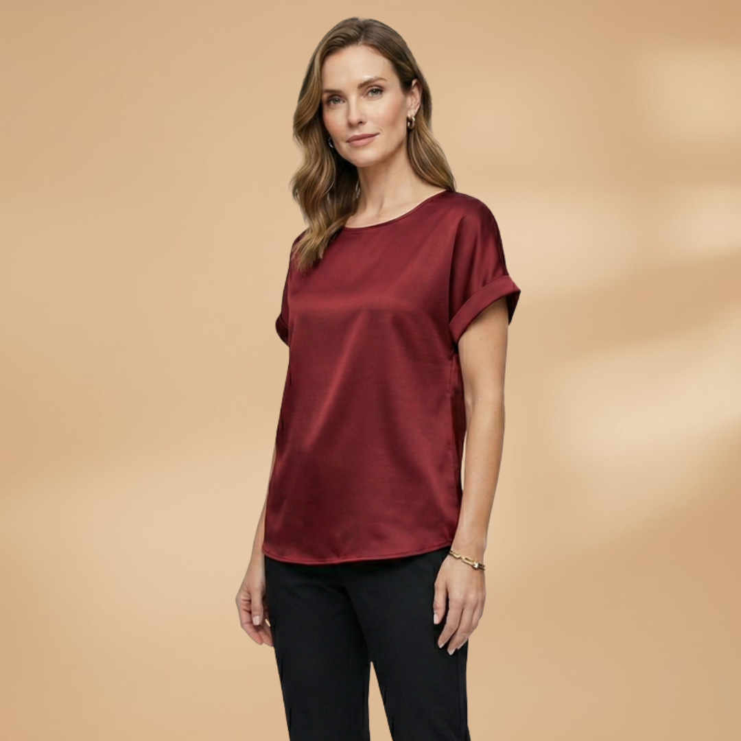 Women’s Blouse with Round Neck and Short Sleeves