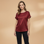 Women’s Blouse with Round Neck and Short Sleeves