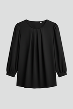 Women’s Blouse with Round Neckline and Puff Sleeves
