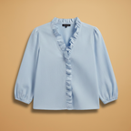 Women’s Blouse with Ruffles V-Neck and Long Sleeves