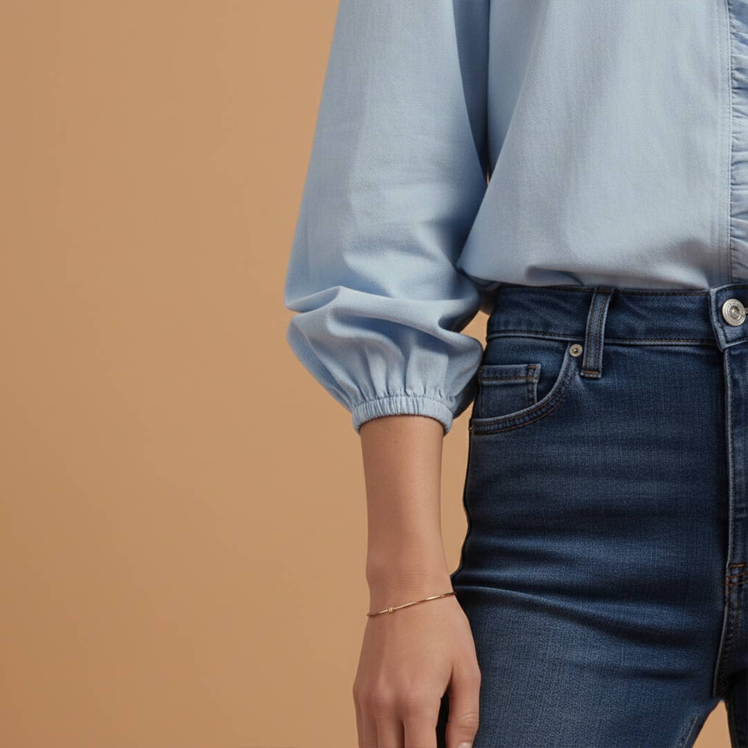 Women’s Blouse with Ruffles V-Neck and Long Sleeves