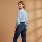 Women’s Blouse with Ruffles V-Neck and Long Sleeves
