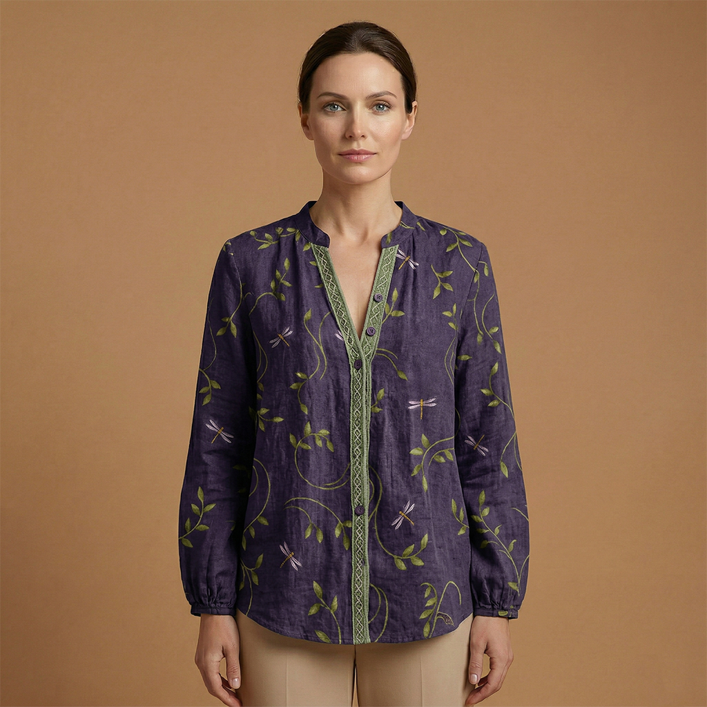 Women's Blouse with Structured Fit and Button Closure