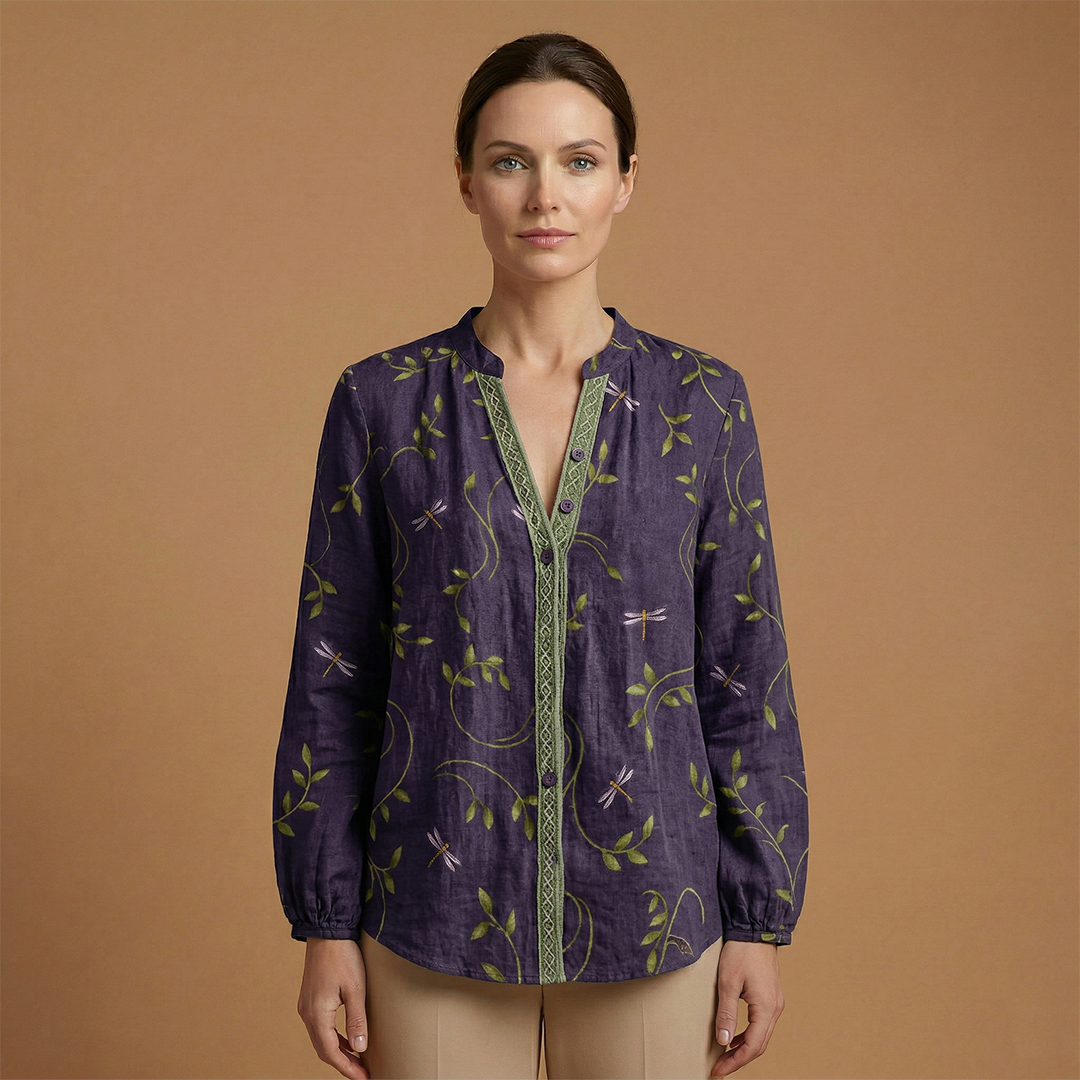 Women's Blouse with Structured Fit and Button Closure