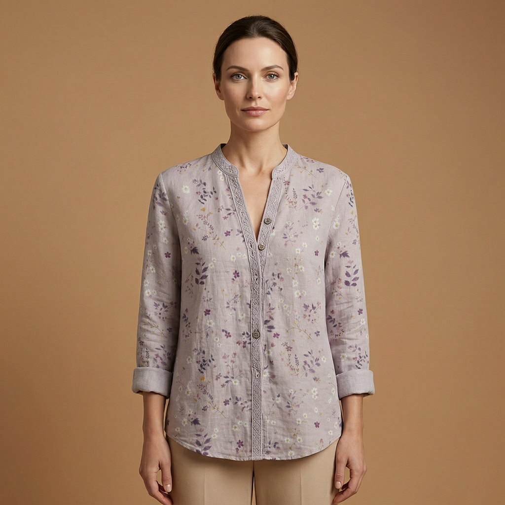 Women's Blouse with Structured Fit and Button Closure