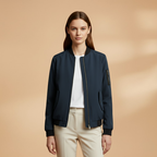 Women’s Bomber Jacket with Zip Closure and Multiple Pockets