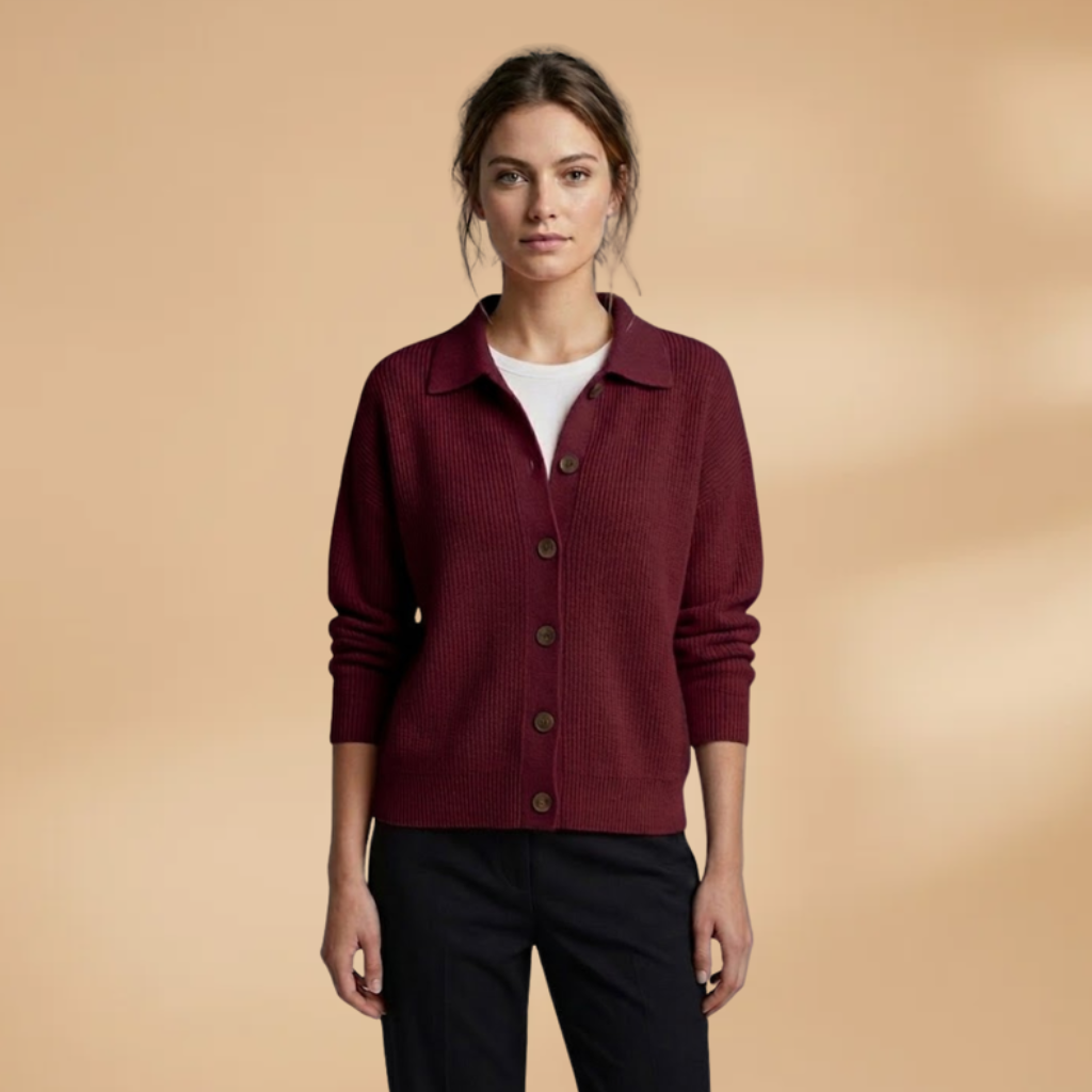 Women's Cardigan with button fastening and lapel collar