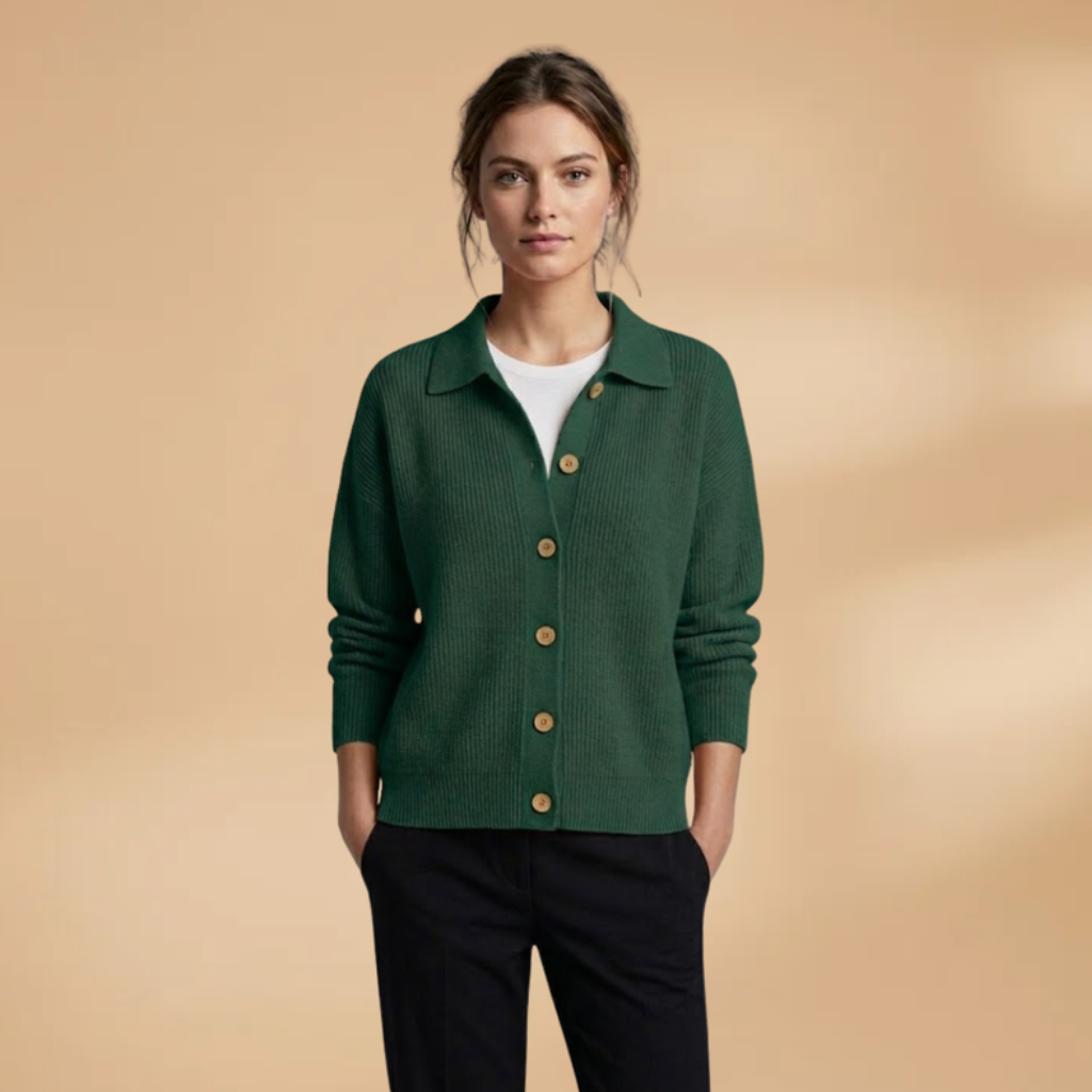 Women's Cardigan with button fastening and lapel collar