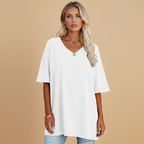 Women's Casual Loose V-Neck T-Shirt with Relaxed Fit