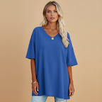 Women's Casual Loose V-Neck T-Shirt with Relaxed Fit