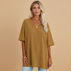 Women's Casual Loose V-Neck T-Shirt with Relaxed Fit