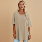 Women's Casual Loose V-Neck T-Shirt with Relaxed Fit