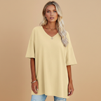 Women's Casual Loose V-Neck T-Shirt with Relaxed Fit