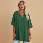 Women's Casual Loose V-Neck T-Shirt with Relaxed Fit