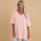 Women's Casual Loose V-Neck T-Shirt with Relaxed Fit