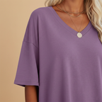 Women's Casual Loose V-Neck T-Shirt with Relaxed Fit