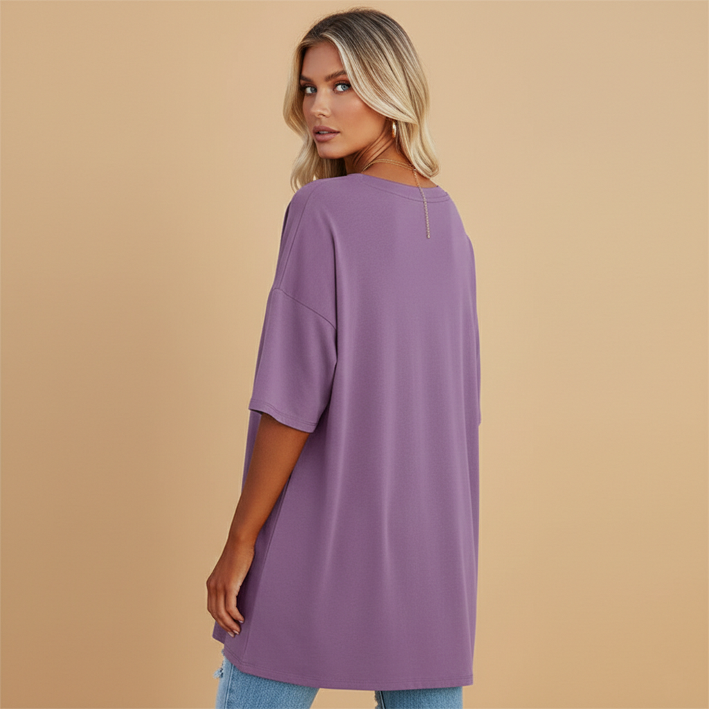 Women's Casual Loose V-Neck T-Shirt with Relaxed Fit