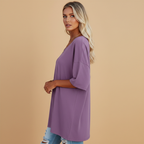 Women's Casual Loose V-Neck T-Shirt with Relaxed Fit