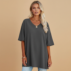 Women's Casual Loose V-Neck T-Shirt with Relaxed Fit