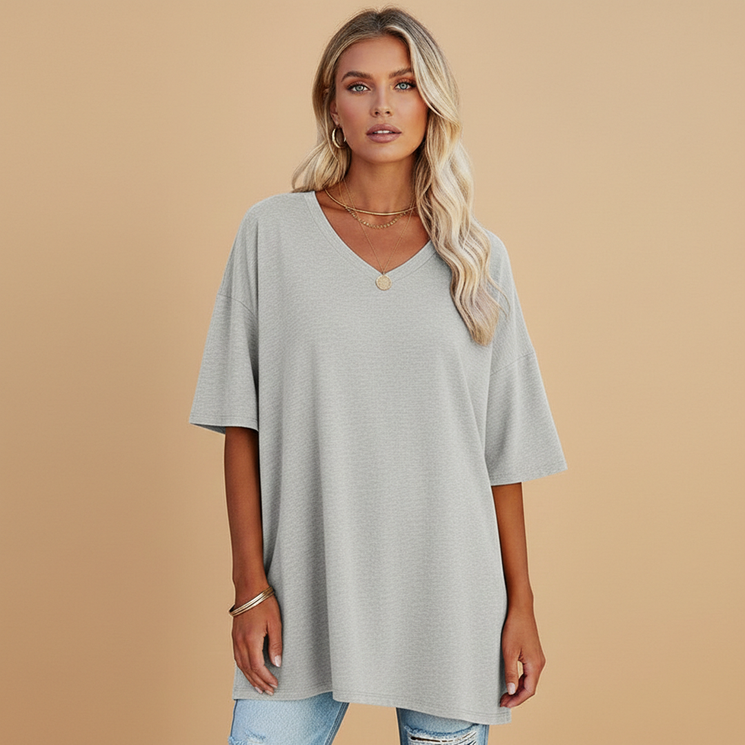 Women's Casual Loose V-Neck T-Shirt with Relaxed Fit